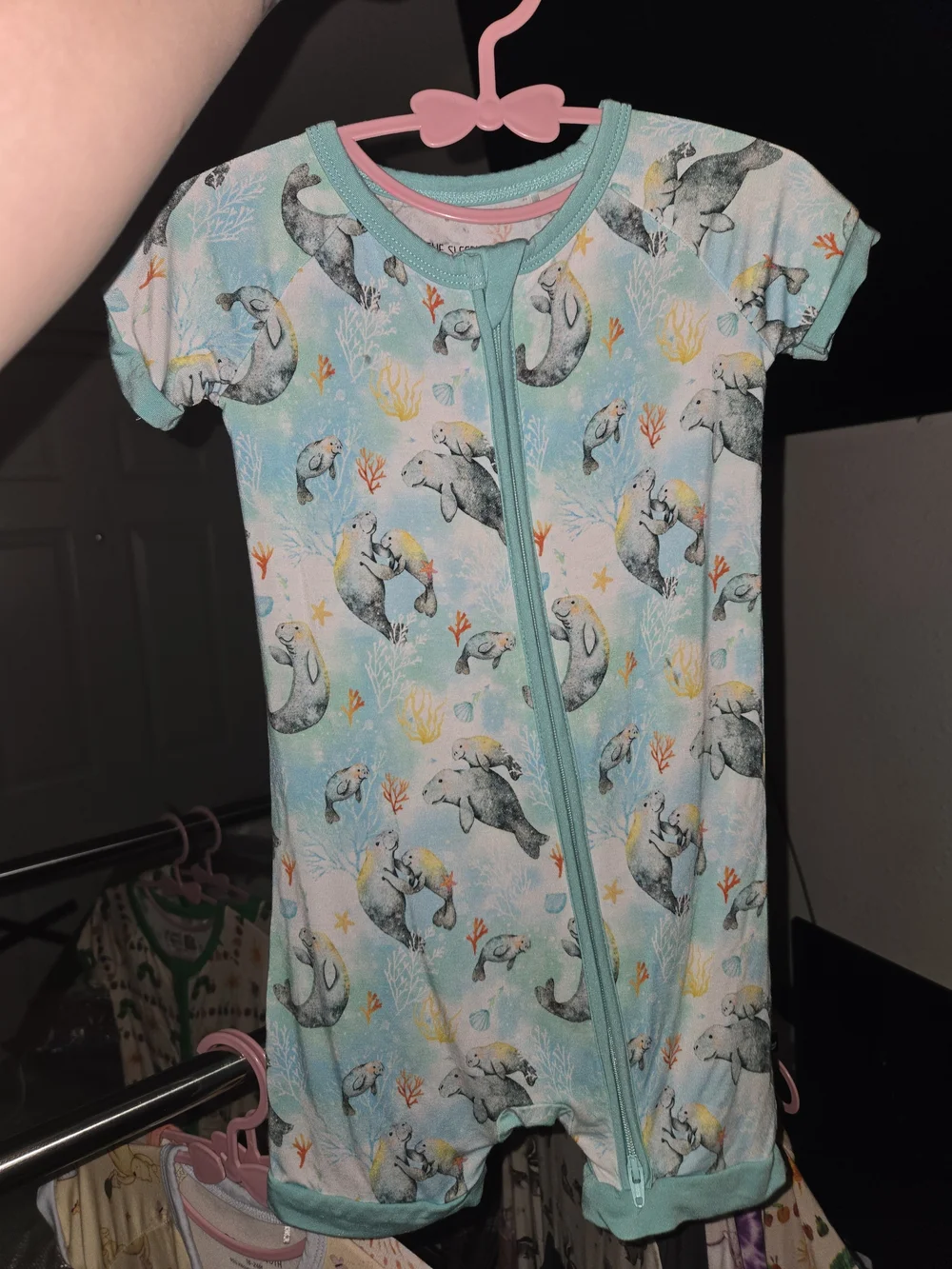 THE SLEEPY SLOTH SEACOWS Short Sleeve ZIPPY One-Piece Shortie NWOT BAMBOO